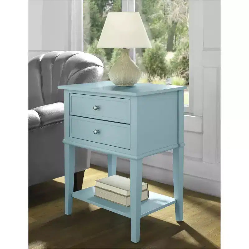 Table de chevet Franklin Ameriwood Home avec 2 tiroirs et une étagère inférieure