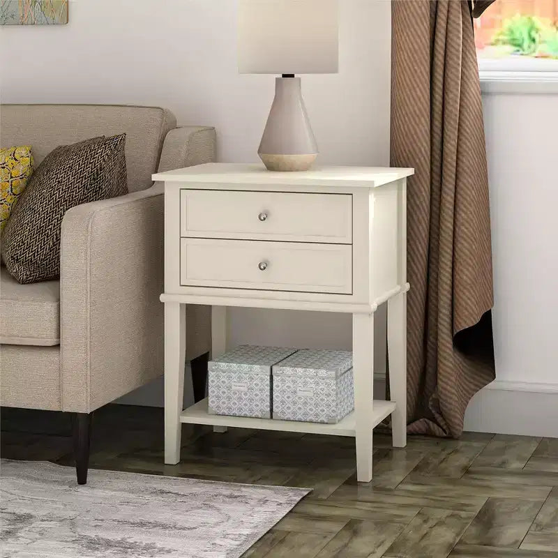 Table de chevet Franklin Ameriwood Home avec 2 tiroirs et une étagère inférieure