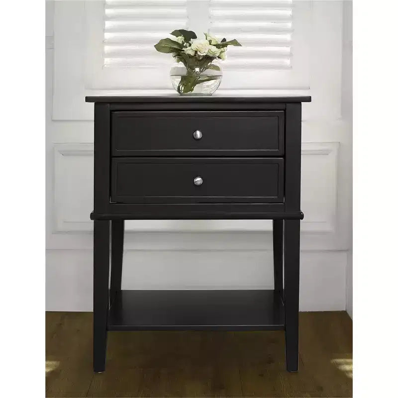 Table de chevet Franklin Ameriwood Home avec 2 tiroirs et une étagère inférieure