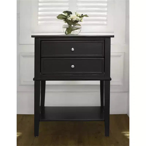 Table de chevet Franklin Ameriwood Home avec 2 tiroirs et une étagère inférieure