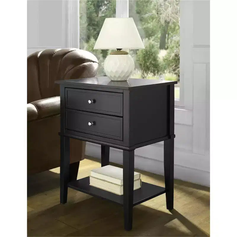 Table de chevet Franklin Ameriwood Home avec 2 tiroirs et une étagère inférieure