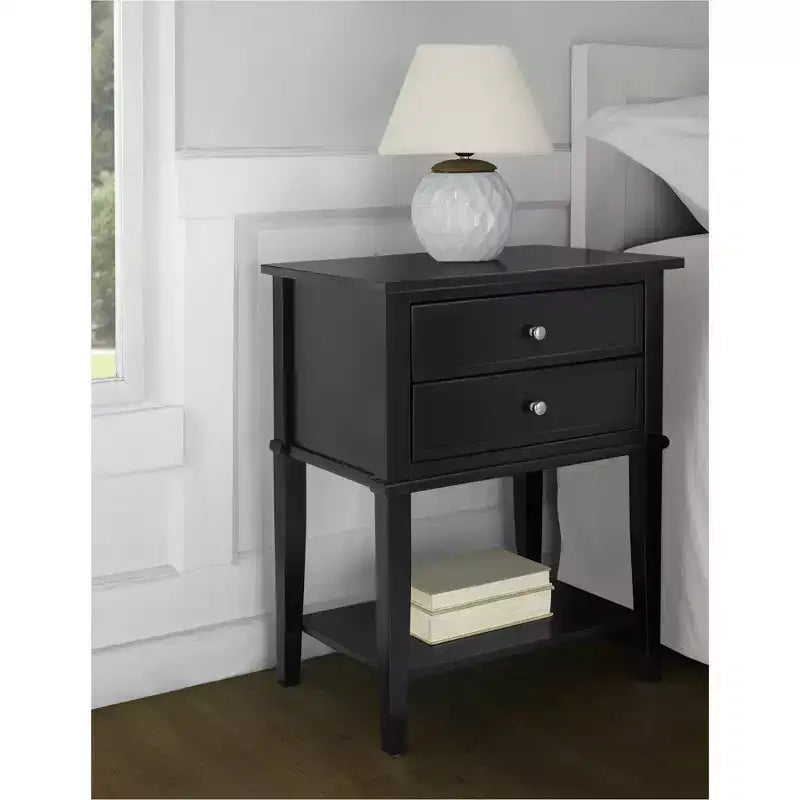 Table de chevet Franklin Ameriwood Home avec 2 tiroirs et une étagère inférieure