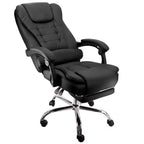 Chaise de bureau Elama en similicuir noir à dossier haut réglable avec repose-pieds réglable