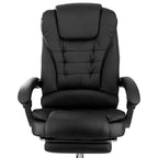 Chaise de bureau Elama en similicuir noir à dossier haut réglable avec repose-pieds réglable