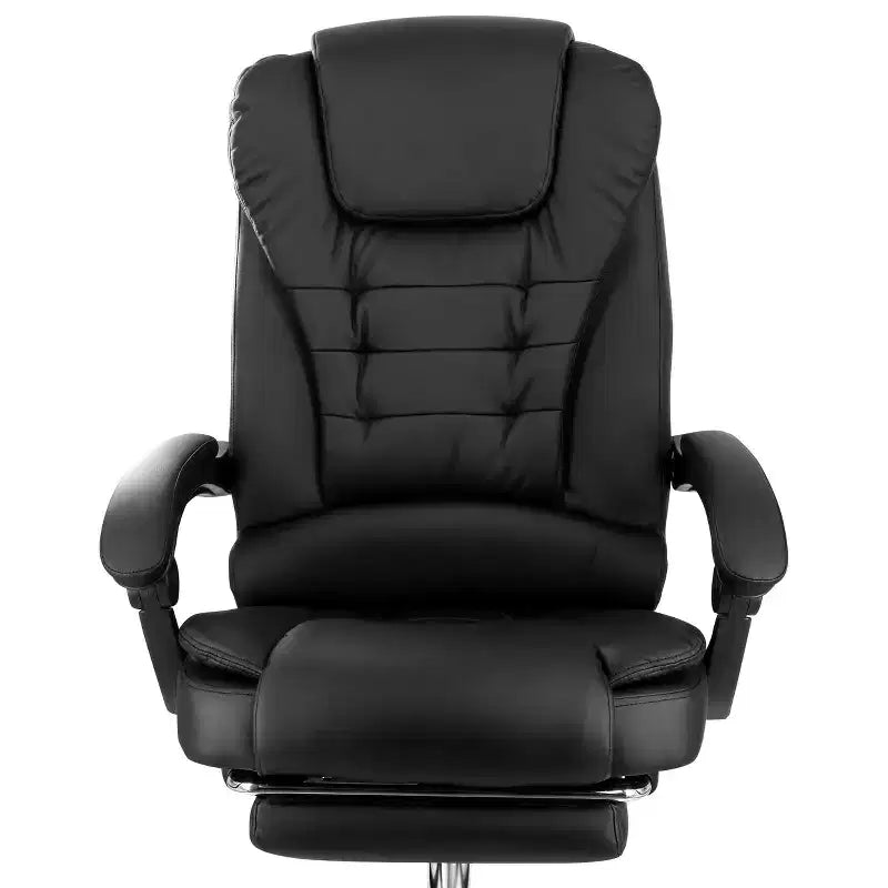 Chaise de bureau Elama en similicuir noir à dossier haut réglable avec repose-pieds réglable