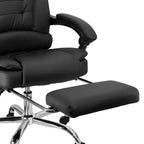 Chaise de bureau Elama en similicuir noir à dossier haut réglable avec repose-pieds réglable