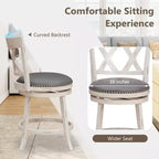 Costway Lot de 2 tabourets de bar pivotants anti-âge, hauteur comptoir, assise plus large de 51 cm, 64,8 cm