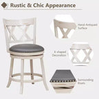 Costway Lot de 2 tabourets de bar pivotants anti-âge, hauteur comptoir, assise plus large de 51 cm, 64,8 cm