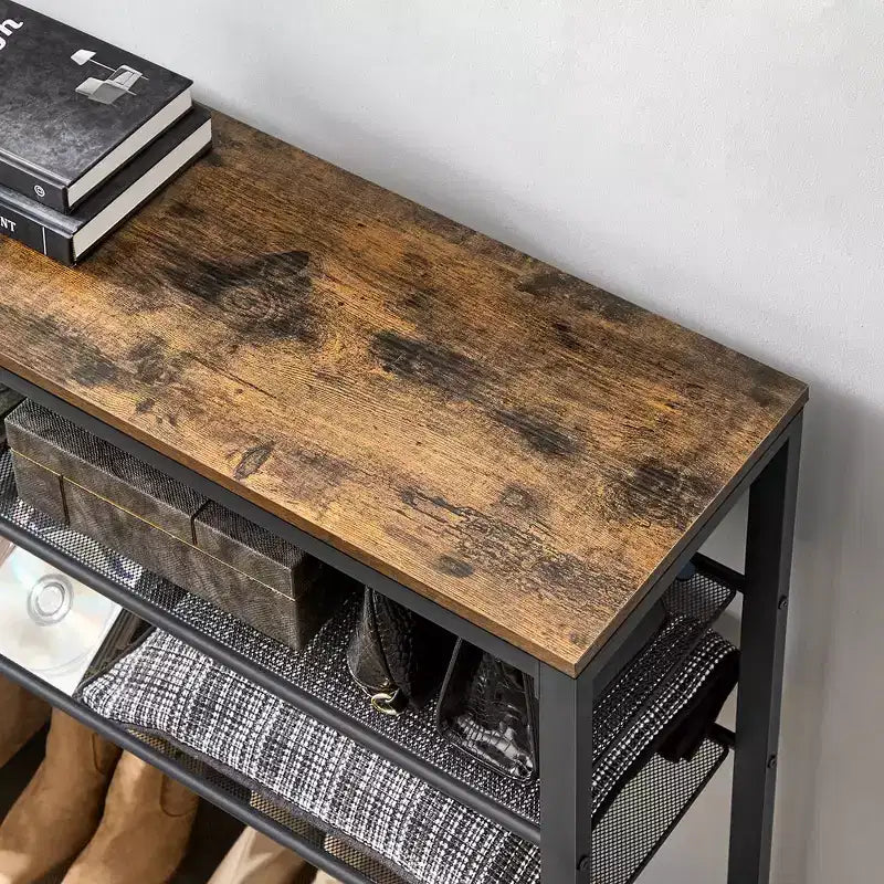 Étagère à chaussures à 8 niveaux, organiseur de chaussures, pour 32 à 40 paires de chaussures, grande étagère à chaussures avec 7 étagères en treillis métallique, marron rustique et noir