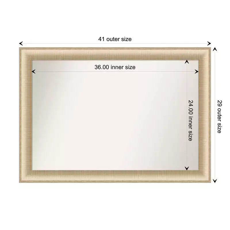 Miroir mural Amanti Art élégant brossé miel sans biseau 28,75 x 40,75 po