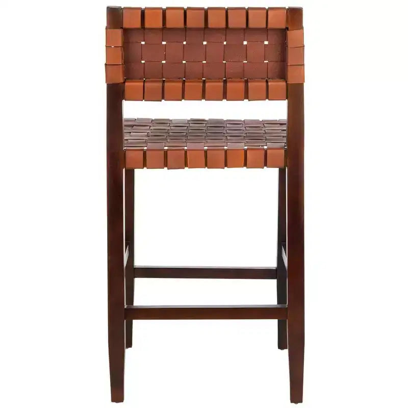 Tabouret de comptoir en cuir tissé Paxton - BST1003 - Fini Cognac/Noyer - Safavieh