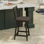 Tabouret de salle à manger pivotant Emma and Oliver Wooden Modern Farmhouse avec dossier décoratif sculpté