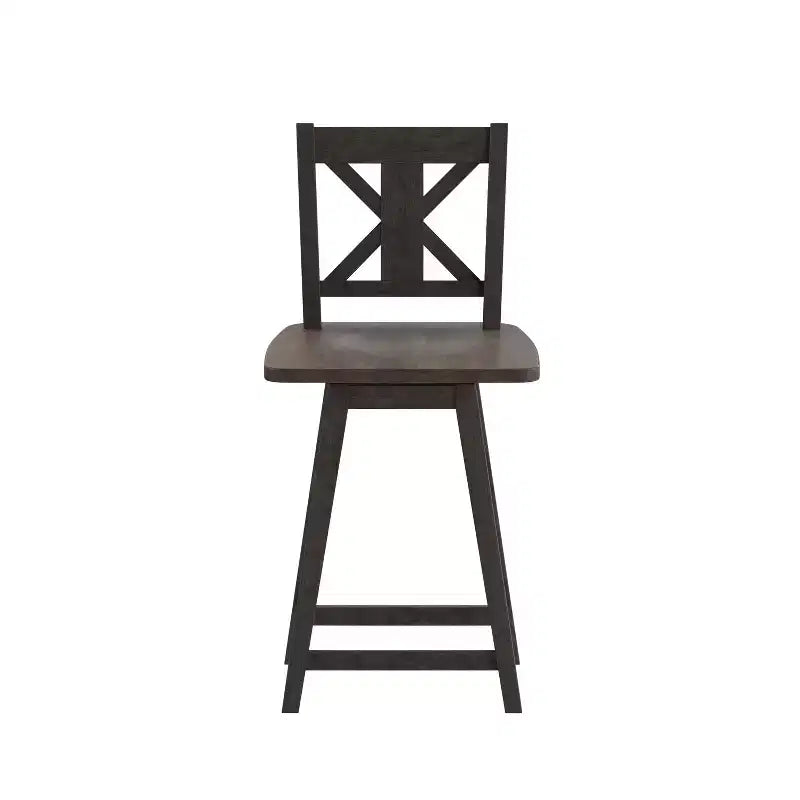 Tabouret de salle à manger pivotant Emma and Oliver Wooden Modern Farmhouse avec dossier décoratif sculpté
