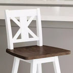 Tabouret de salle à manger pivotant Emma and Oliver Wooden Modern Farmhouse avec dossier décoratif sculpté