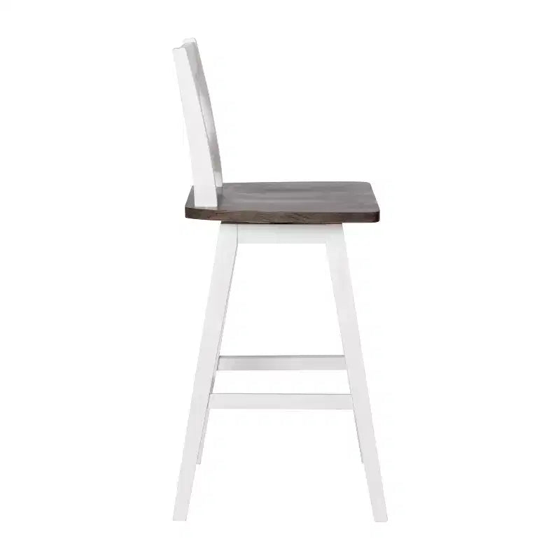 Tabouret de salle à manger pivotant Emma and Oliver Wooden Modern Farmhouse avec dossier décoratif sculpté