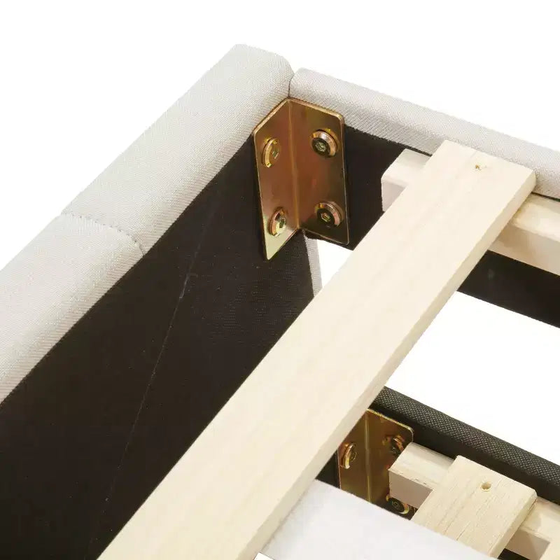 Lit Plateforme Double/Complet, Cadre de Lit Capitonne en Bois avec Lit Gigogne Jumeau et 3 Tiroirs - ModernLuxe