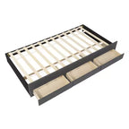 Lit Plateforme Double/Complet, Cadre de Lit Capitonne en Bois avec Lit Gigogne Jumeau et 3 Tiroirs - ModernLuxe