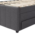 Lit Plateforme Double/Complet, Cadre de Lit Capitonne en Bois avec Lit Gigogne Jumeau et 3 Tiroirs - ModernLuxe