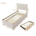 Lit Plateforme Double/Complet, Cadre de Lit Capitonne en Bois avec Lit Gigogne Jumeau et 3 Tiroirs - ModernLuxe
