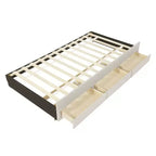 Lit Plateforme Double/Complet, Cadre de Lit Capitonne en Bois avec Lit Gigogne Jumeau et 3 Tiroirs - ModernLuxe