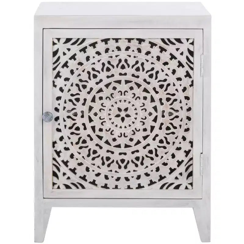 Table de chevet sculptée 1 porte Thea - NST5300 - Safavieh