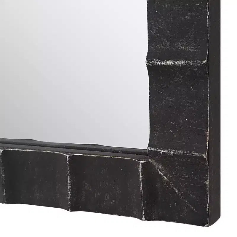Miroir mural décoratif arqué Uttermost, cadre en fer forgé noir mat vieilli, 24 po de large pour salle de bain, chambre à coucher, salon