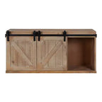 Meuble de rangement mural décoratif Kate and Laurel Cates en bois avec portes coulissantes de grange, 30x10x14, marron rustique