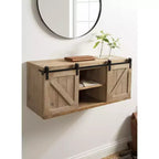 Meuble de rangement mural décoratif Kate and Laurel Cates en bois avec portes coulissantes de grange, 30x10x14, marron rustique