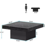 Table Basse Carrée à LED Lantine Farmhouse, Table Basse en Bois Usiné
