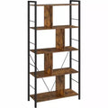 VASAGLE Bookshelf, 5-Tier Bookcase, Display Shelf with Open Compartments, 11.8 D x 29.1 W x 59.1 H, Rustic Brown and Black