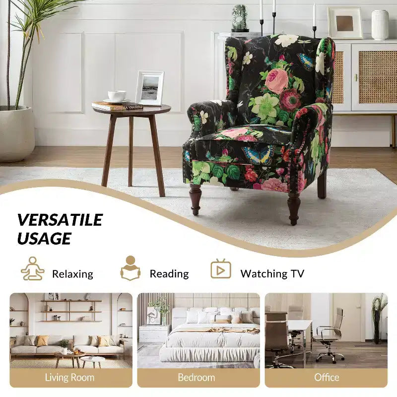 Fauteuil Theodor avec pieds fuseaux pour salon et chambre à coucher | ART OF LIVING DESIGNS