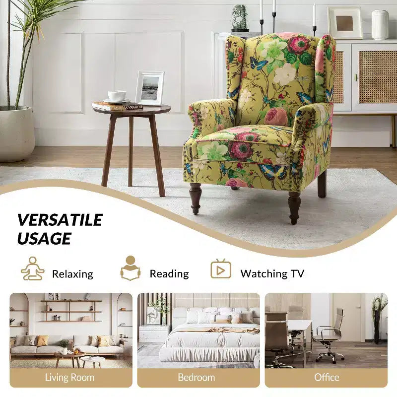 Fauteuil Theodor avec pieds fuseaux pour salon et chambre à coucher | ART OF LIVING DESIGNS