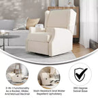 Fauteuil inclinable, pivotant et à bascule Flash Furniture Omma, fauteuil inclinable manuel avec accoudoirs, pivotant à 360 degrés, parfait pour le salon, la chambre ou la chambre de bébé