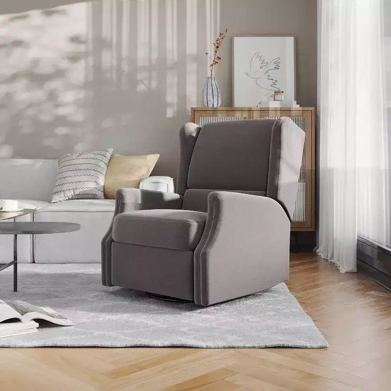 Fauteuil inclinable, pivotant et à bascule Flash Furniture Omma, fauteuil inclinable manuel avec accoudoirs, pivotant à 360 degrés, parfait pour le salon, la chambre ou la chambre de bébé