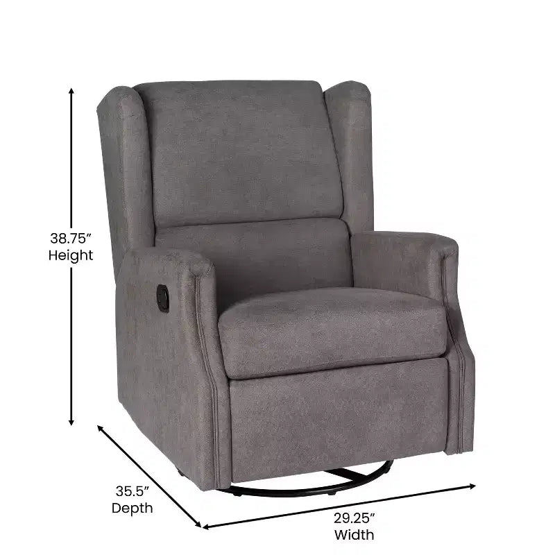 Fauteuil inclinable, pivotant et à bascule Flash Furniture Omma, fauteuil inclinable manuel avec accoudoirs, pivotant à 360 degrés, parfait pour le salon, la chambre ou la chambre de bébé