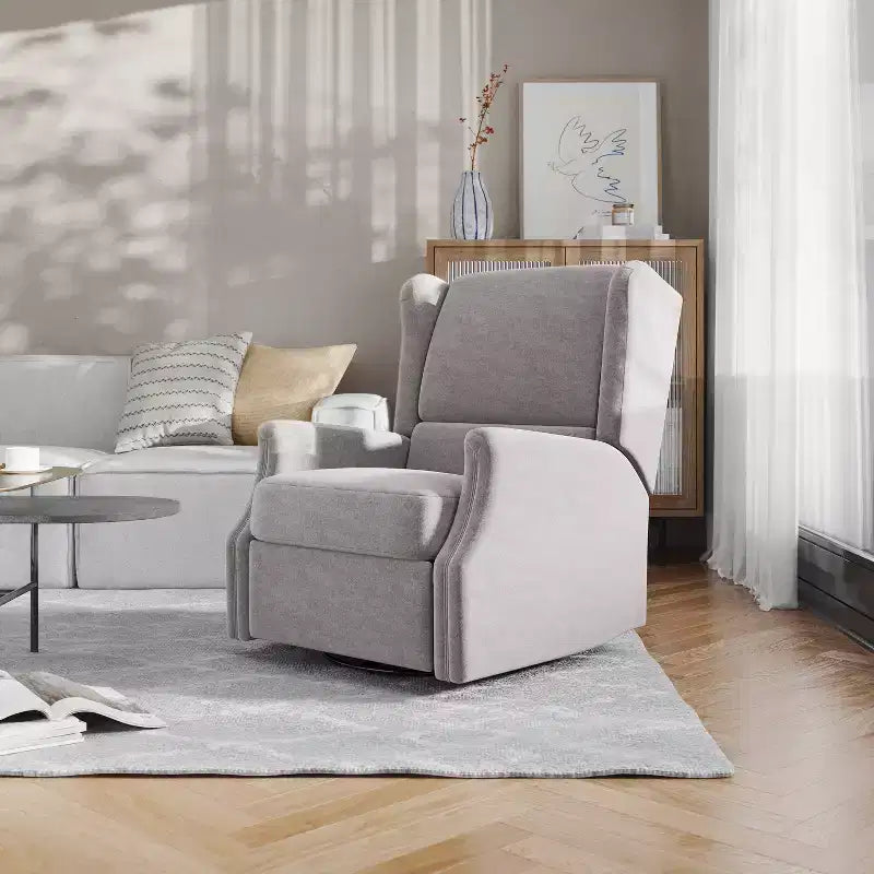 Fauteuil inclinable, pivotant et à bascule Flash Furniture Omma, fauteuil inclinable manuel avec accoudoirs, pivotant à 360 degrés, parfait pour le salon, la chambre ou la chambre de bébé