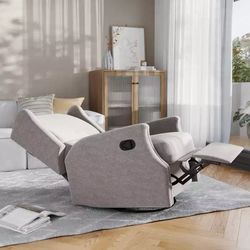 Fauteuil inclinable, pivotant et à bascule Flash Furniture Omma, fauteuil inclinable manuel avec accoudoirs, pivotant à 360 degrés, parfait pour le salon, la chambre ou la chambre de bébé
