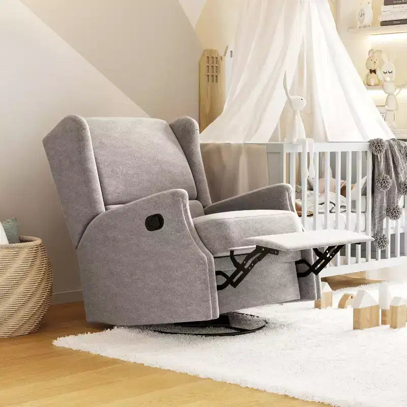 Fauteuil inclinable, pivotant et à bascule Flash Furniture Omma, fauteuil inclinable manuel avec accoudoirs, pivotant à 360 degrés, parfait pour le salon, la chambre ou la chambre de bébé