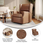 Fauteuil inclinable, pivotant et à bascule Flash Furniture Omma, fauteuil inclinable manuel avec accoudoirs, pivotant à 360 degrés, parfait pour le salon, la chambre ou la chambre de bébé