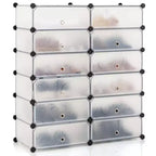 Costway Étagère à chaussures 12 casiers DIY Meuble à chaussures en plastique Armoire modulaire multi-usage Blanc
