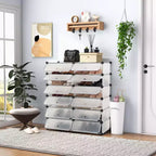 Costway Étagère à chaussures 12 casiers DIY Meuble à chaussures en plastique Armoire modulaire multi-usage Blanc