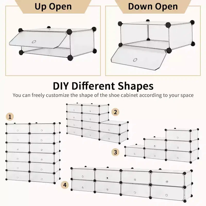 Costway Étagère à chaussures 12 casiers DIY Meuble à chaussures en plastique Armoire modulaire multi-usage Blanc