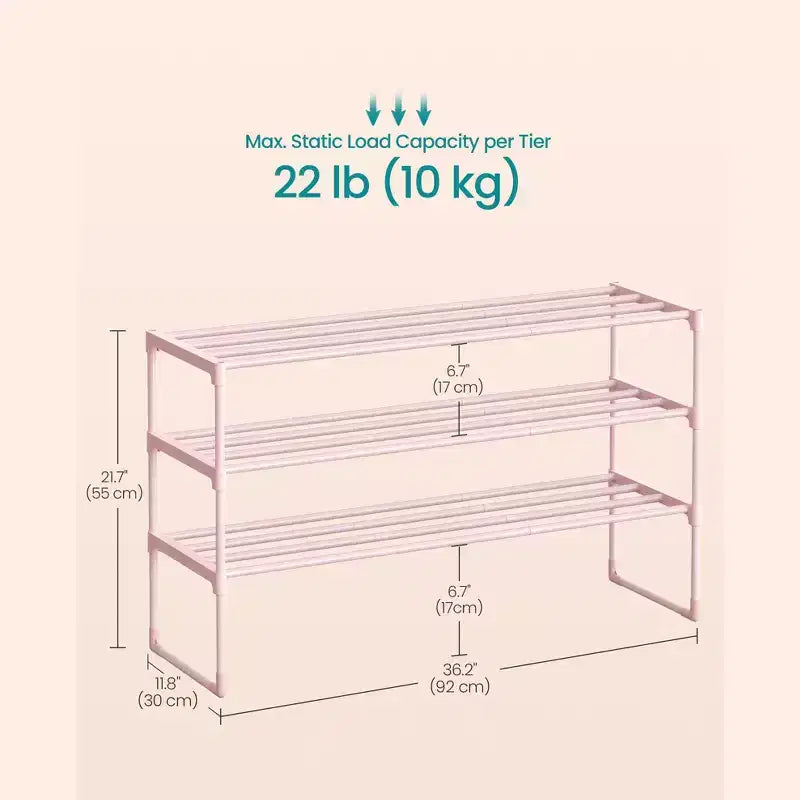 SONGMICS Étagère à Chaussures, Meuble à Chaussures à 3 Niveaux, Rangement à Chaussures en Métal
