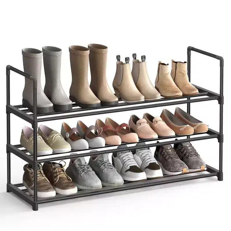 SONGMICS Étagère à Chaussures, Meuble à Chaussures à 3 Niveaux, Rangement à Chaussures en Métal