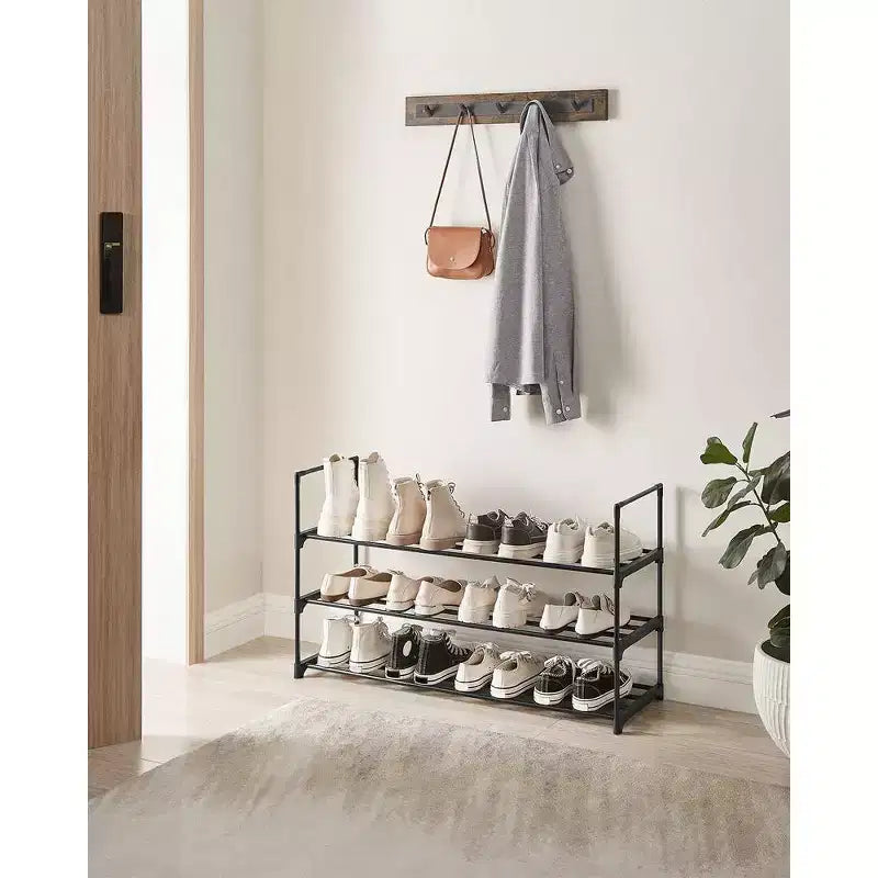 SONGMICS Étagère à Chaussures, Meuble à Chaussures à 3 Niveaux, Rangement à Chaussures en Métal