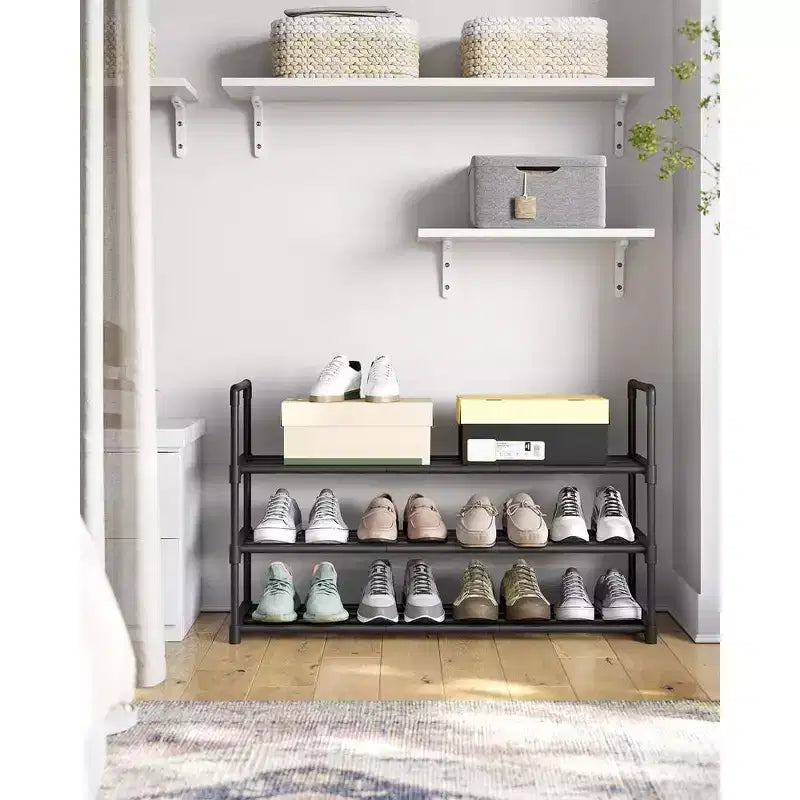 SONGMICS Étagère à Chaussures, Meuble à Chaussures à 3 Niveaux, Rangement à Chaussures en Métal