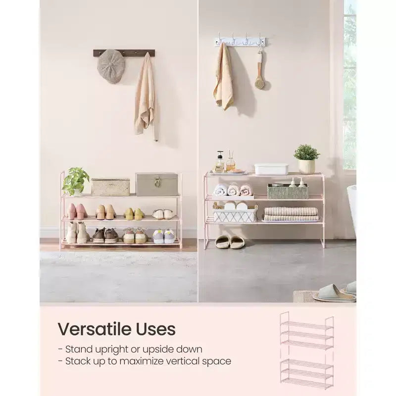 SONGMICS Étagère à Chaussures, Meuble à Chaussures à 3 Niveaux, Rangement à Chaussures en Métal