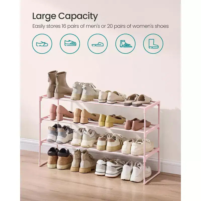 SONGMICS Étagère à Chaussures, Meuble à Chaussures à 3 Niveaux, Rangement à Chaussures en Métal