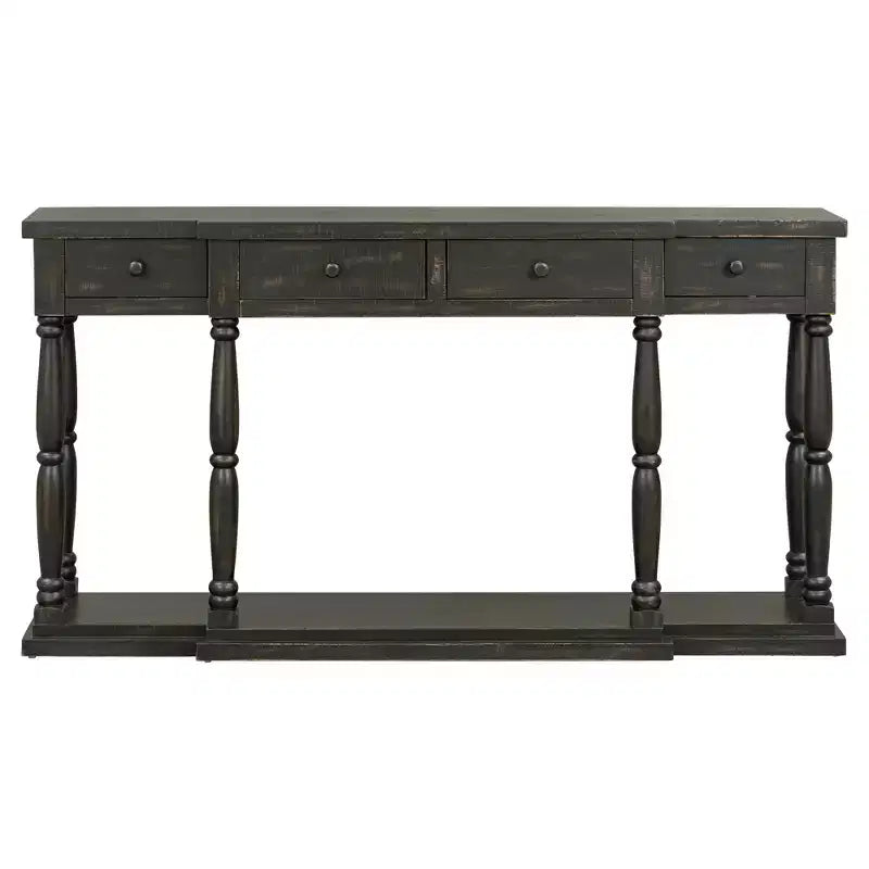 Console Rétro Haut de Gamme avec 4 Tiroirs de Rangement Frontaux et 1 Étagère pour Couloir, Salon - ModernLuxe