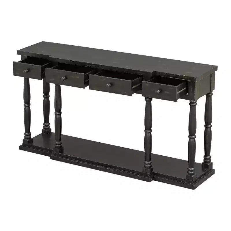 Console Rétro Haut de Gamme avec 4 Tiroirs de Rangement Frontaux et 1 Étagère pour Couloir, Salon - ModernLuxe